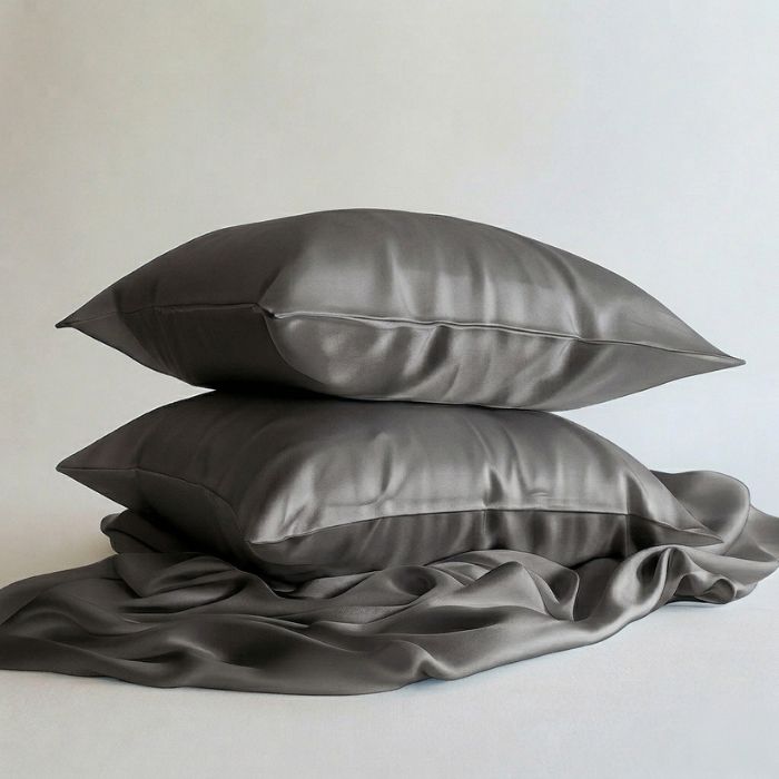 Charcoal Grey Silk Pillowcase