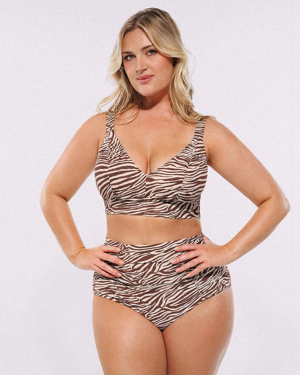 Smart Sculpt™ Ruched V-Neck Bikini Top & High-Waisted Bottom Set