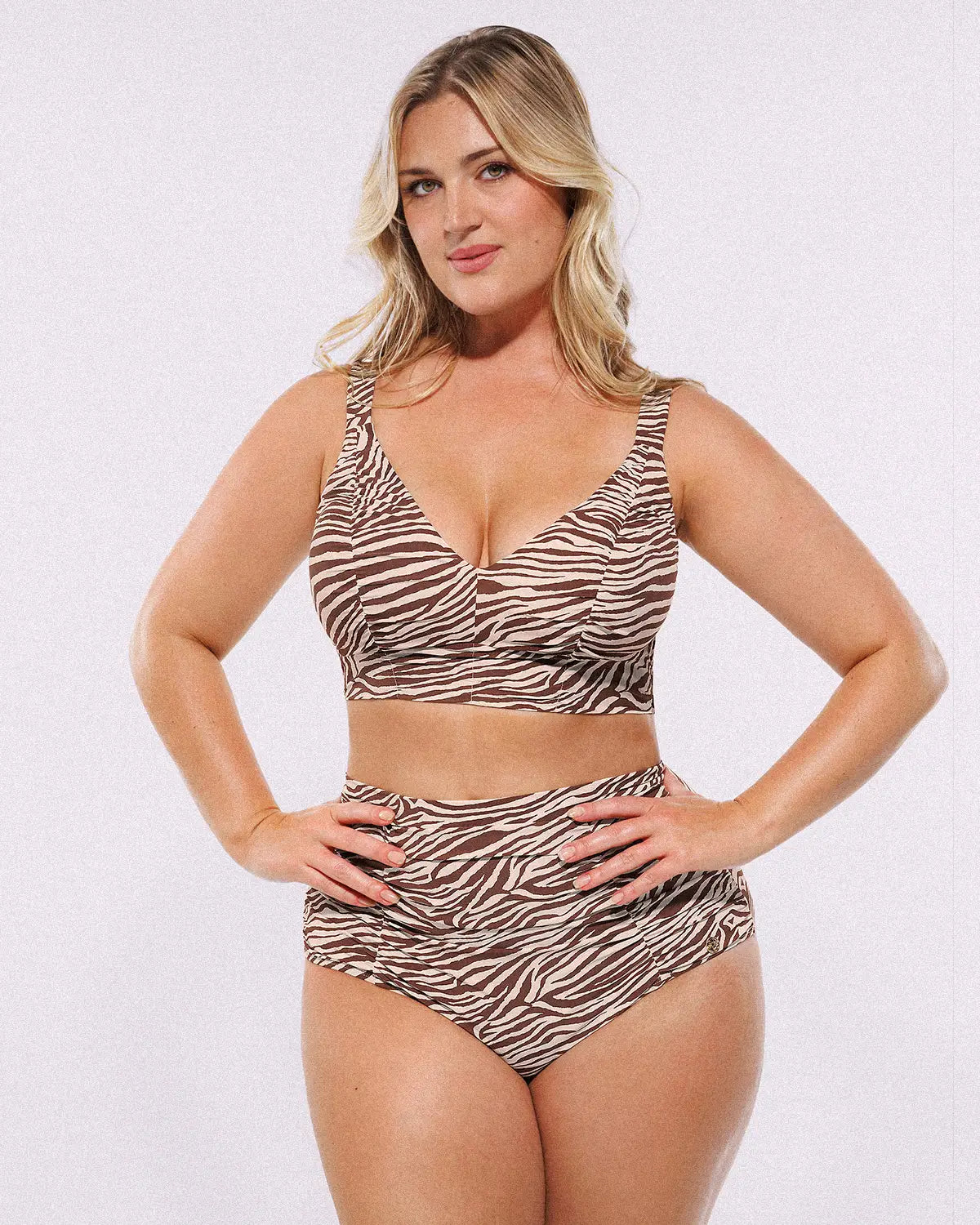 Smart Sculpt™ Ruched V-Neck Bikini Top & High-Waisted Bottom Set