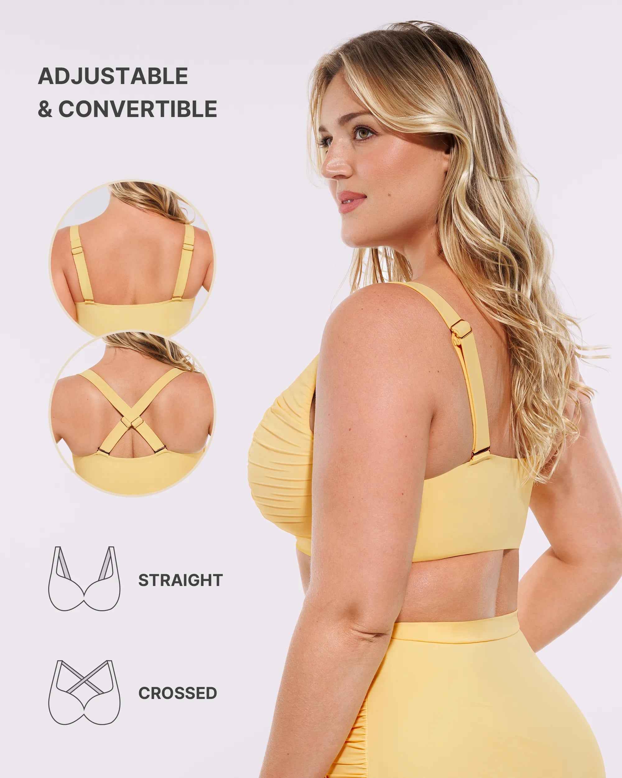 Smart Sculpt™ Ruched V-Neck Bikini Top & High-Waisted Bottom Set